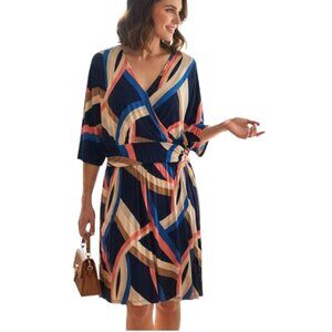 Colleen Lopez Banded-Waist Short Dress Multi Color Plus Size 1X